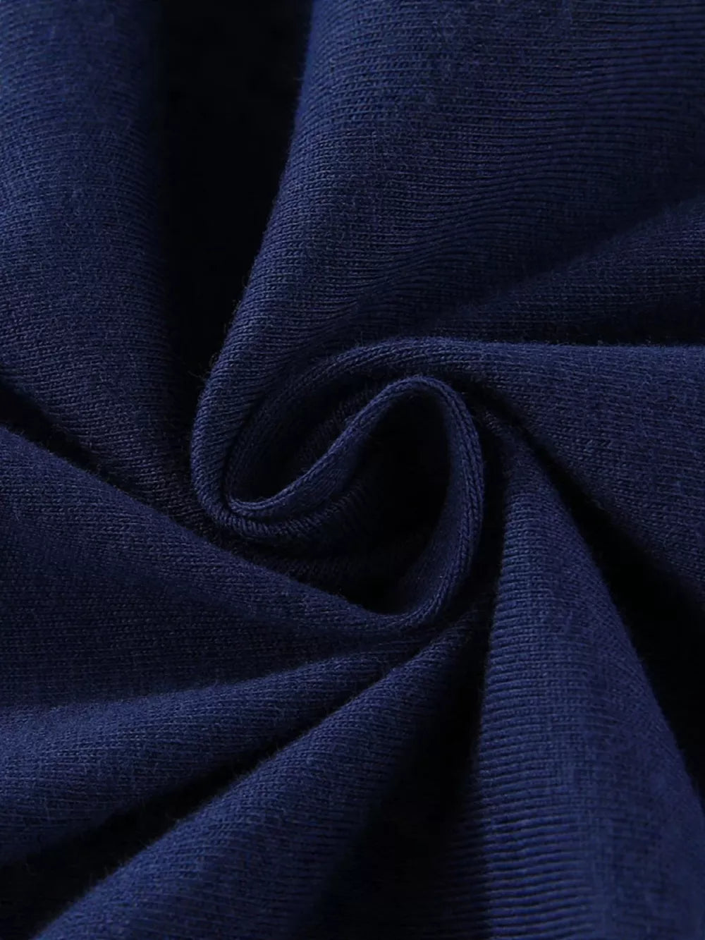 Navy blue cotton toddler t-shirt fabric detail