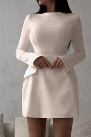 Long-sleeve Mini Dress With Flap Pockets, model styling view