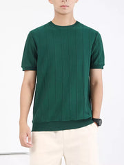 Men's Wood Green textured short sleeve crew neck t-shirt with vertical ribbing.