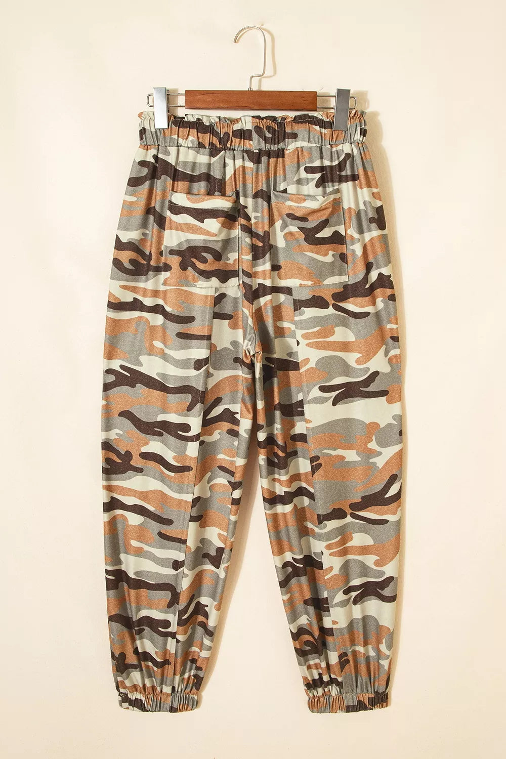 Camouflage Printed Drawstring Jogger Pants, back view