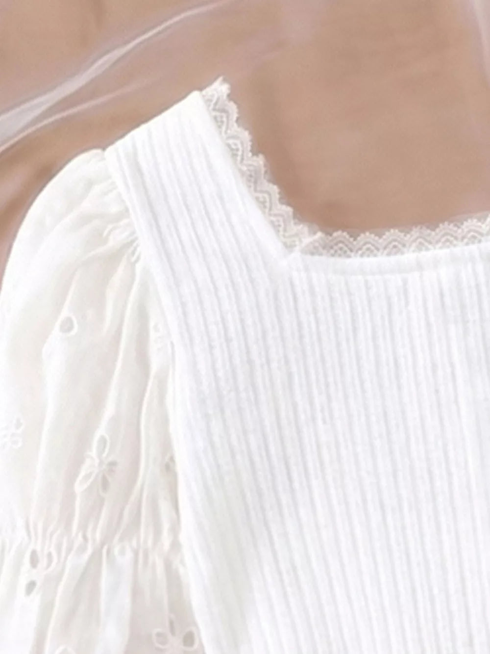 Button-down Ribbed Top in White, side view