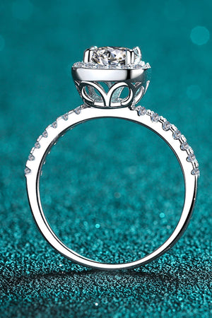 Radiant Square Cut Halo Ring in silver, 925 sterling silver with sparkling stones.