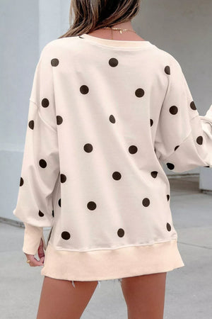 cream tunic with ribbed hem and long sleeve