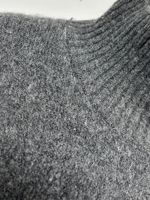 Dark gray acrylic oversized turtleneck lounge knit set detail