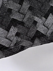 Men's Geometric Patterned Denim Jacket in Black, back view