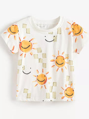 Children's Smiley Sun Print T-shirt, side view