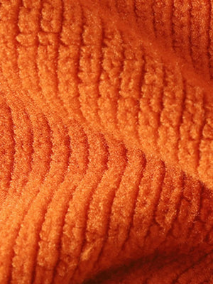 Orange long sleeve tee with ribbed texture detail
