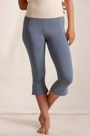 Dusty Blue flared hem crop leggings with a comfortable fit.