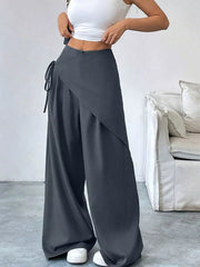 High-waisted Wrap Detail Wide-leg Pants