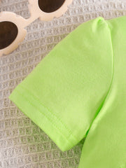 Light Green toddler crop top with short sleeves and a comfortable cotton blend fabric.