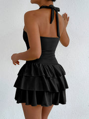 Chic Tiered Ruffle Halter Dress
