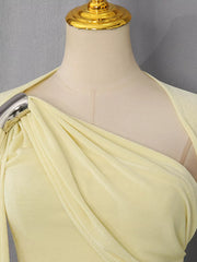 Elegant Draped Maxi Dress With Silver Accent