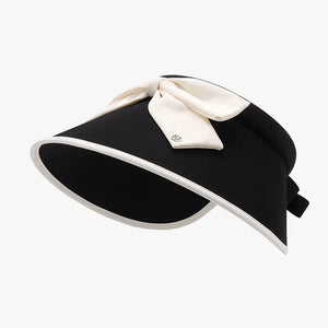 Black sun visor with ivory bow and contrast trim