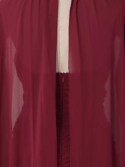 Ruched Halter Neck Cape Maxi Dress in Red, view 14