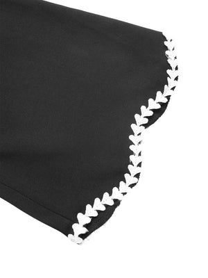 Contrast Trim Flare Sleeve Blouse in Black, fit detail