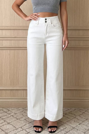 2-button High Waist Wide Leg Jeans, front view