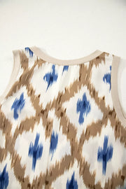 Charming Ikat Print V-neck Midi Dress