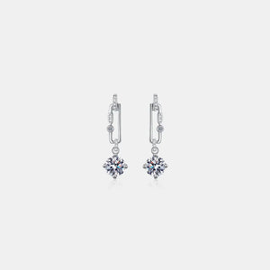 Silver link moissanite drop earrings with dazzling stones and 925 sterling silver.