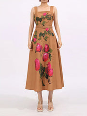 Painterly Floral A-line Midi Dress