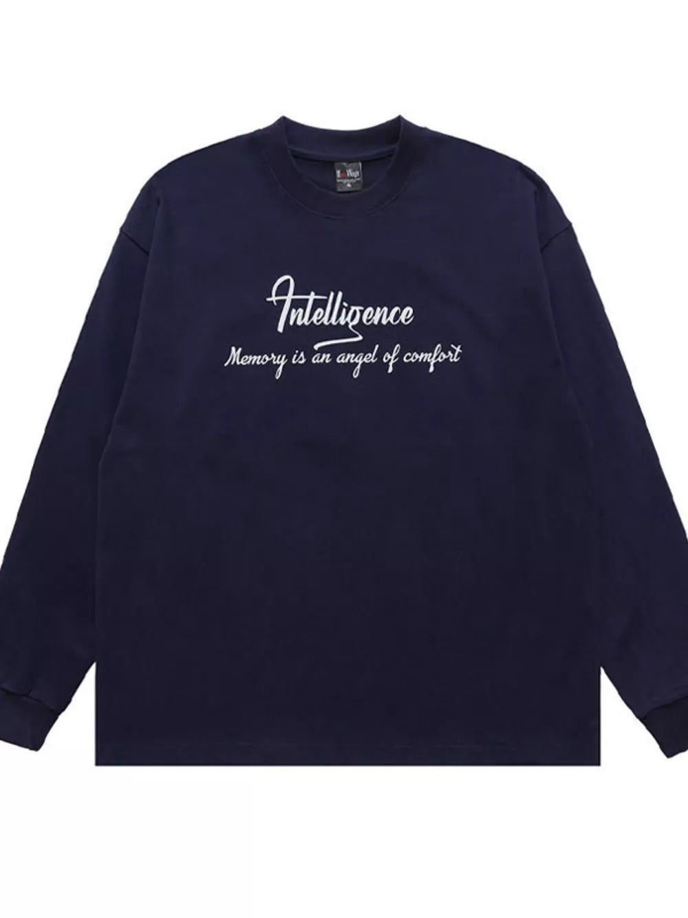 Crew-neck Graphic Long-sleeve Top in Royal Blue, side view