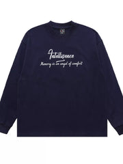 Crew-neck Graphic Long-sleeve Top in Royal Blue, side view