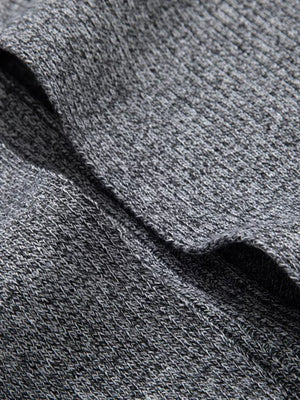 Men's gray marled knit open-front cardigan detail
