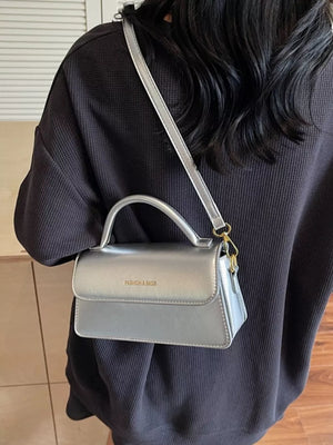 Top Handle Flap Mini Crossbody Bag in Silver, alternate angle