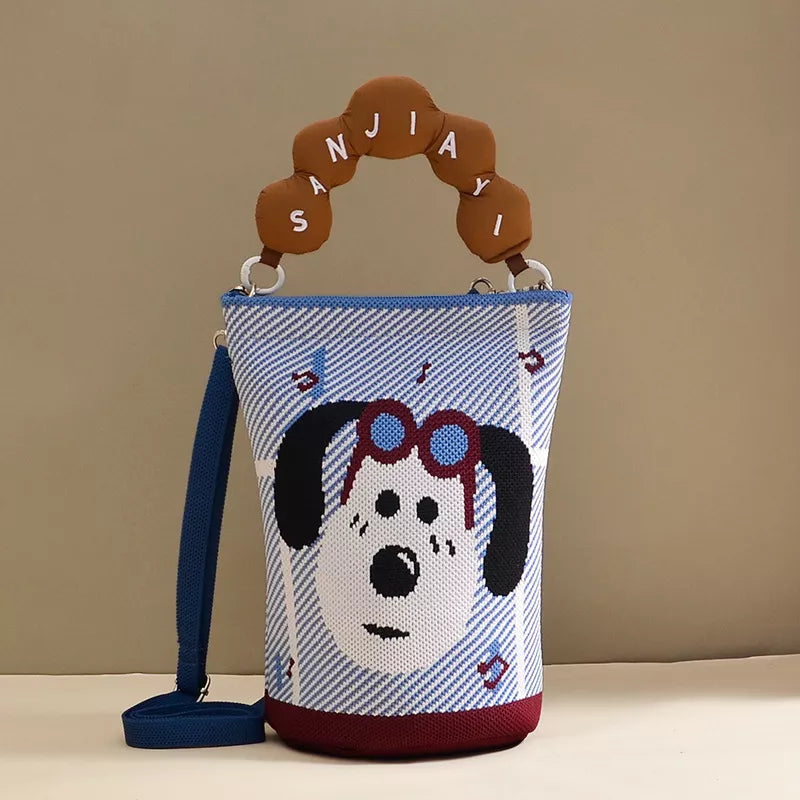 Bucket Crossbody Bag With Beaded Handle, fabric detail