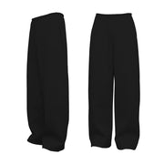 Black relaxed-fit lounge trousers with a wide leg and drawstring waist.