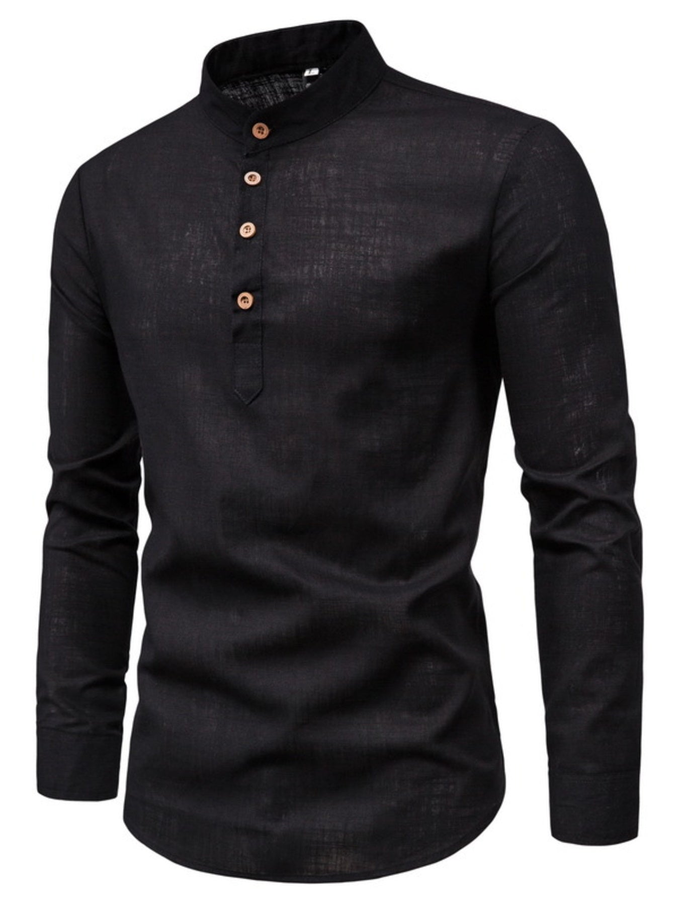 Elegant Mandarin Collar Long Sleeve Shirt