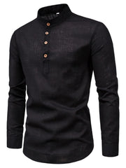Elegant Mandarin Collar Long Sleeve Shirt