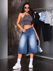 Elevated High-waisted Denim Capris