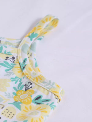 Children's Floral Print Spaghetti Strap Dress, side view