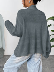 Dark Gray acrylic open-front slouchy knit cardigan with a relaxed fit and long sleeves.