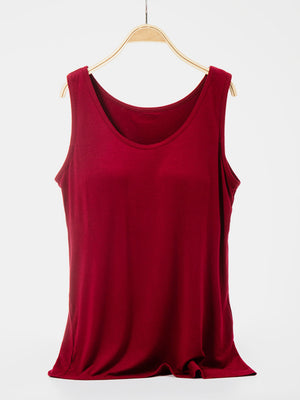 Wine scoop neck tank top with a relaxed fit.