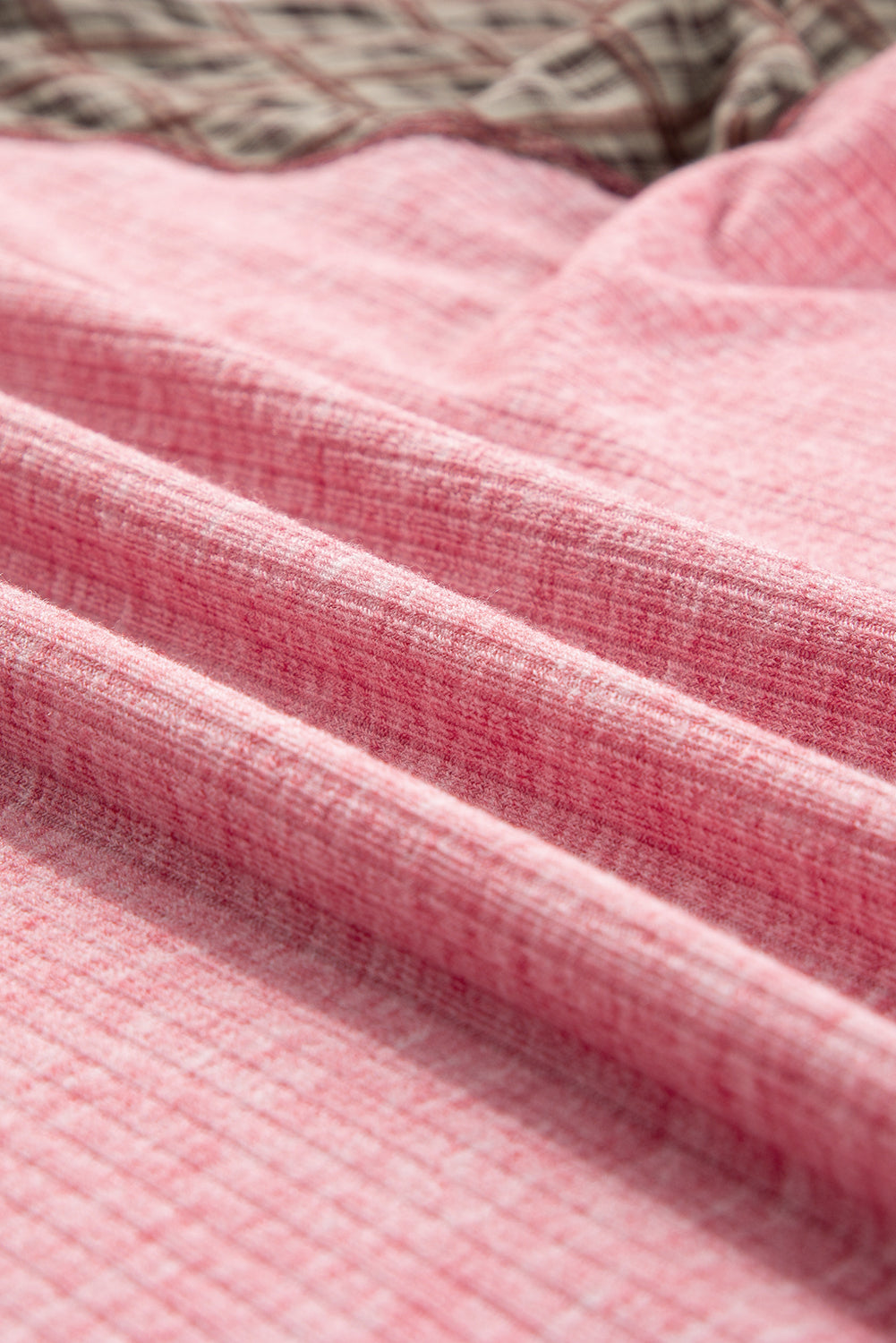 Paisley Puff Sleeve Raglan Tee in Dusty Pink, textured knit fabric detail