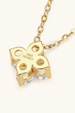 Gold four-petal diamond necklace with S925 0.40CT marking