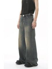Men S Full Size Vintage Wash Wide Leg in Gray, fit detail
