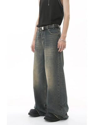 Men S Full Size Vintage Wash Wide Leg in Gray, fit detail