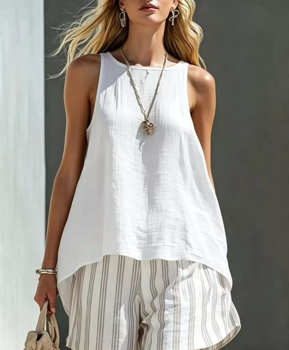 Textured Tank And Relaxed Shorts Ensemble