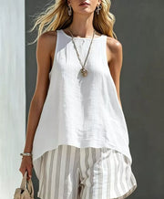 Textured Tank And Relaxed Shorts Ensemble