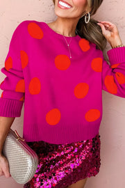 52% viscose, 26% polyester, 22% polyamide Care instructions: Machine wash cold pullover sweater in Deep Rose with relaxed