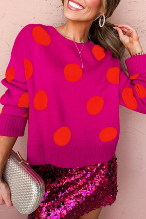 52% viscose, 26% polyester, 22% polyamide Care instructions: Machine wash cold pullover sweater in Deep Rose with relaxed
