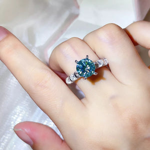 0.3 Carat Round Moissanite Sterling Silver Ring, front view