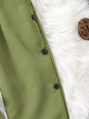 Children's Color Block Top And Pants Set in Army Green, model styling view