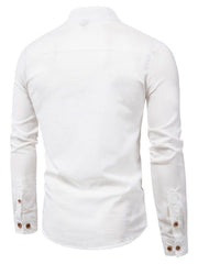 Elegant Mandarin Collar Long Sleeve Shirt