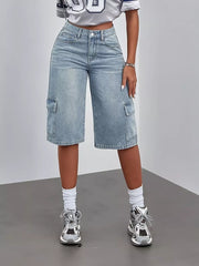 Elevated Wide-leg Denim Shorts