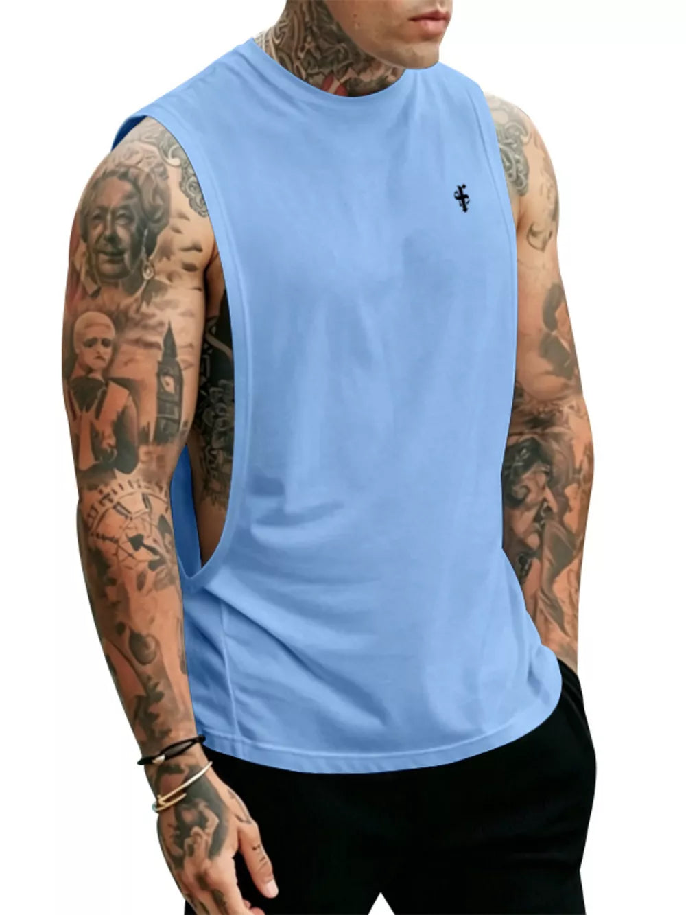 Men's Full Size Round Neck Tank Top Plus Size, front view