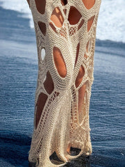 Intricate Cutout Halter Cover-up Dress