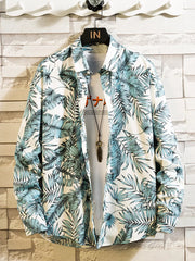 Men's Plus Size Printed Button Up Shirt, front view